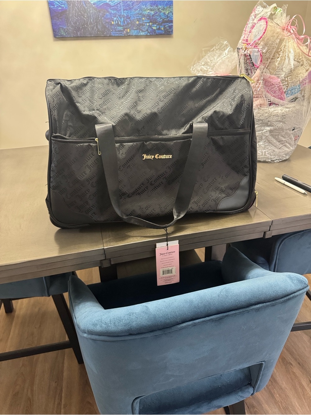 Juicy Couture Black Travel Tote with Gold Logo